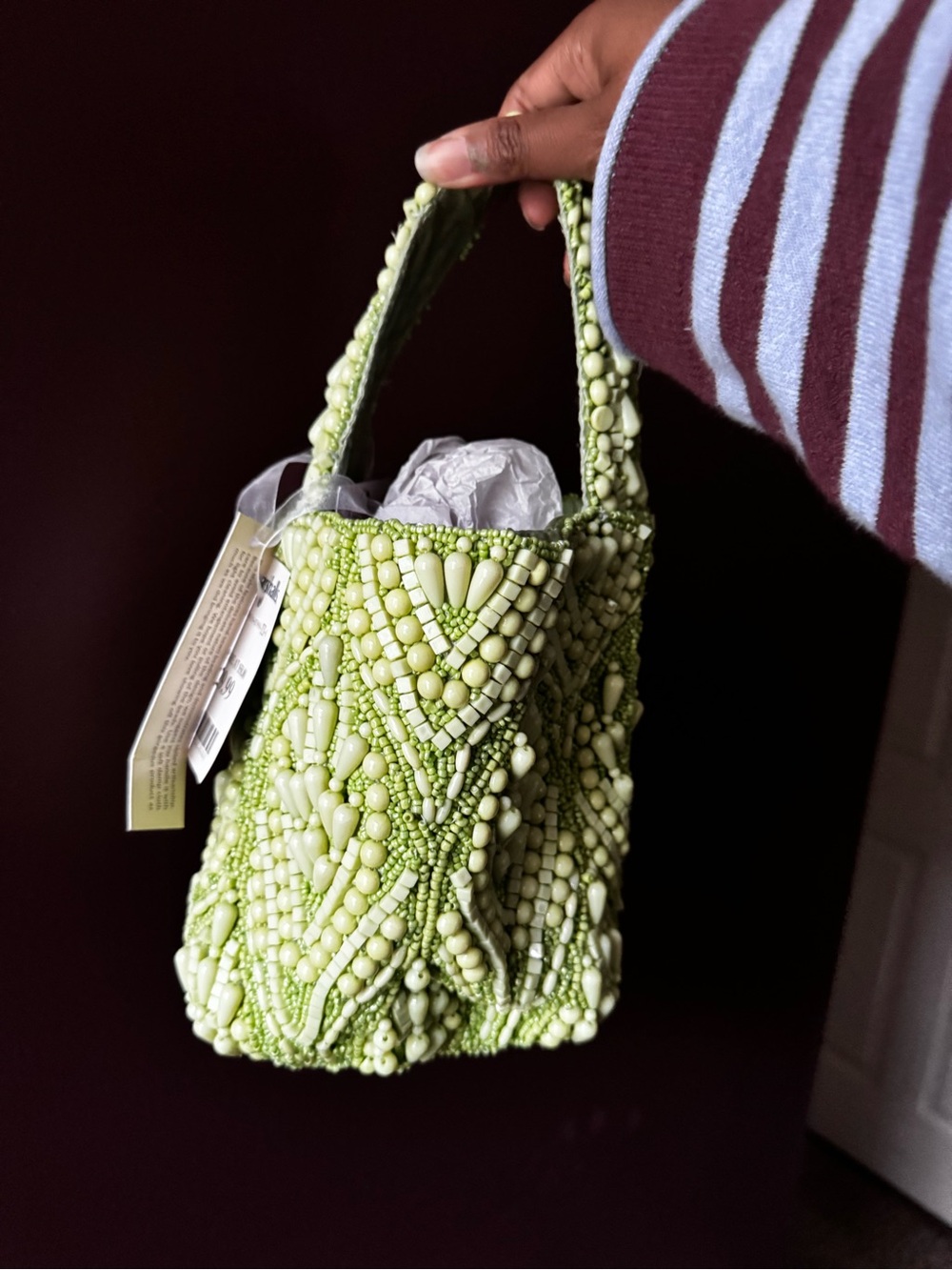 Marshalls Light Green Beaded Mini Tote